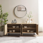Load image into Gallery viewer, Walker Edison Modern Reema Scandinavian Fluted 4-Door Kitchen Storage Sideboard Buffet Cabinet Console, 69 Inch, Coastal Oak
