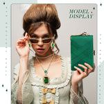 Load image into Gallery viewer, Jadive 3 Pcs Clutch Purses for Women Handbag Evening Purses Bag for Wedding Vintage Banquet Handbag Earrings Necklace Set(Emerald Green)
