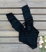 Load image into Gallery viewer, SPORLIKE Women One Piece Swimsuit V-Neck Ruffle Bathing Suit Padded Monokini(Black,Large)

