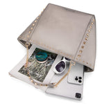 Load image into Gallery viewer, Montana West Oversized Tote Bag for Women Work Handbag Hobo Bag with Chain Handle and Rivets Decoration Pewter MWC-2751PT
