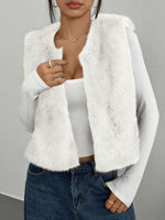 Load image into Gallery viewer, BTFBM Faux Fur Vest For Women 2025 Trendy Fall Sleeveless Cropped Fuzzy Jacket Fluffy Winter Coats Furry Vests Outerwear(White, Medium)
