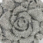 Load image into Gallery viewer, Boutique De FGG Round Rose Flower Crystal Clutch Purses for Women Formal Evening Bags Wedding Clutch Bag Party Handbags,Mini,Silver

