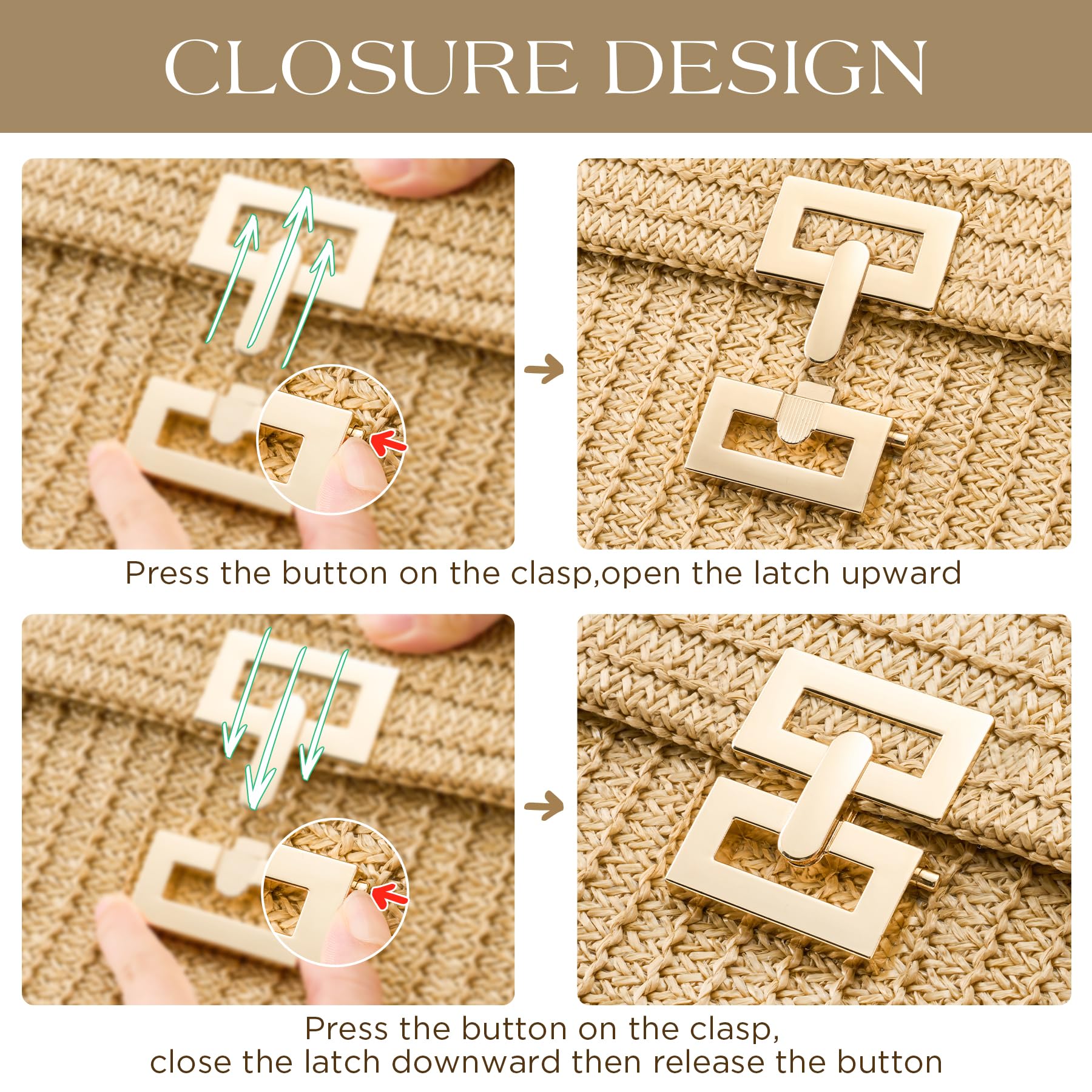 SWEETV Straw Purse Woven Beach Bag Summer Straw Clutch Purse Boho Crossbody Bags for Women Small Raffia Shoulder Bag