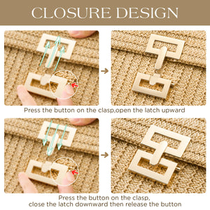 SWEETV Straw Purse Woven Beach Bag Summer Straw Clutch Purse Boho Crossbody Bags for Women Small Raffia Shoulder Bag