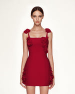 Load image into Gallery viewer, JW PEI Women&#39;s Elaina Pink Rosette Applique Mini Dress - Red
