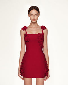 JW PEI Women's Elaina Pink Rosette Applique Mini Dress - Red