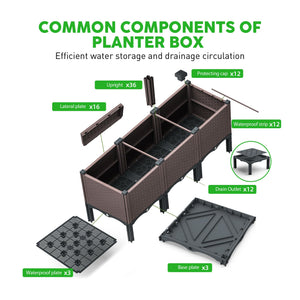 47x15x19in Raised Garden Beds Outdoor, Polypropylene Elevated Planter Boxes Outdoor for Vegetables, Flowers, Herbs, Garden Box with Drain Outlet, Heat and Frost Resistance Planters, 330lb Capacity