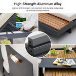 Load image into Gallery viewer, homary 6 Piece Aluminum &amp; Teak Outdoor Sofa Set, Patio Sofa Seat L-Shaped Outdoor Sectional Sofa Set with Adjustable Backrests, Waterproof, Fade Resistant Cushions Ideal for Patios &amp; Balconies,Beige
