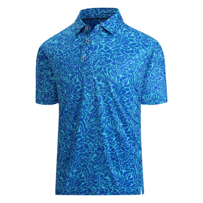 Damipow Premium Golf Shirts for Men Dry Fit Performance Polo Short Sleeve Collared Shirt,Blue,L