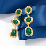 Load image into Gallery viewer, Ross-Simons 17.90 ct. t.w. Emerald Station Drop Earrings in 18kt Gold Over Sterling
