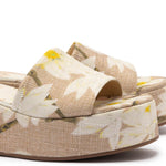 Load image into Gallery viewer, Larroudé, Alex Flatform Mule In Beige Printed Raffia, 8, Beige
