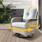 Load image into Gallery viewer, HOOOWOOO Outdoor Sectional Patio Furniture Set with Fire Pit Table,15 Pieces Wicker Conversation Sets L Shaped Couch,Extra Deep Out Door Sofa Outside Furniture with Swivel Chairs Ottomans,Light Gray
