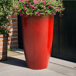 Load image into Gallery viewer, Worth Garden 23.5" H. Large Plastic Planters - Set of 2 Gradient Red Glossy Smooth Finish - Tall Plant Pots for Indoor &amp; Outdoor Use - Decorative Lightweight Flower Pots for Front Porch, Patio, Deck
