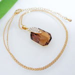 Load image into Gallery viewer, Navachi 18k Gold Plated Square Browm Zircon Az6041 Pendant Necklace 16"+2"
