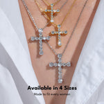 Load image into Gallery viewer, KRKC&amp;CO Moissanite Cross Necklaces for Women: Petite 1.4ct D-Color VVS1, 925 Sterling Silver, Dainty Hypoallergenic Pave-Set Cross Pendant Chain, Gift for Birthday Anniversary, Luxurious Gift Box
