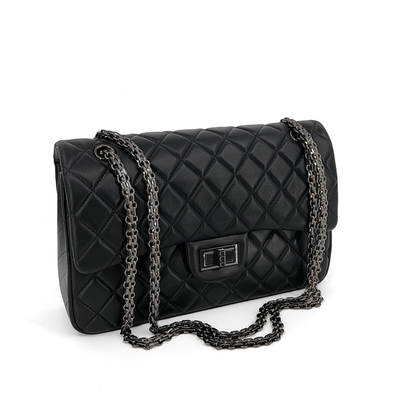 M-ioi-M Quilted Genuine Leather Crossbody Bags for Women, Soft Lambskin Adjustable Double Chain Strap Shoulder Bag, Medium Luxury Classic Designer Flap Purse, Trendy Lady Evening Handbag(Black,Medium)