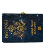 Load image into Gallery viewer, Boutique De FGG Retro Crystal Clutch Purses for Women Luxury Rhinestone Evening Bag Novelty Formal Party Clutch Handbag,Mini,Navy American Passport

