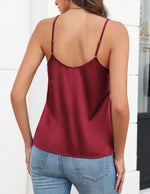 Load image into Gallery viewer, Avidlove Womens Silk Satin Camisole Tank Tops V Neck Adjustable Spaghetti Strap Cami Soft Summer Basic Tank Shirt Wine Red
