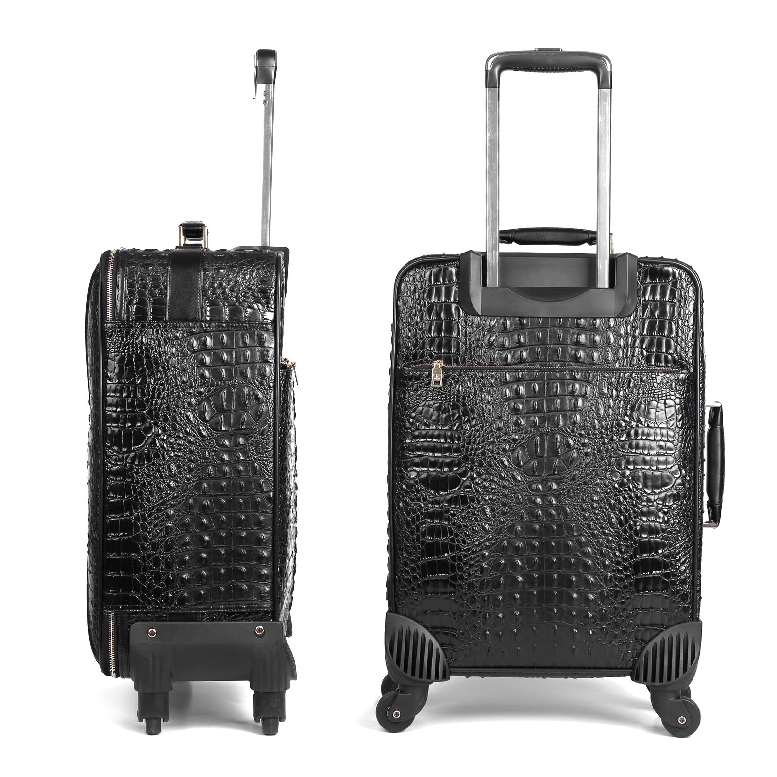 feilario Croco trolly luggage with spinner wheel softside suitcase lightweight checked bag