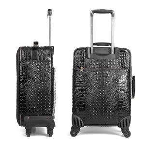 feilario Croco trolly luggage with spinner wheel softside suitcase lightweight checked bag