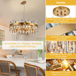 Load image into Gallery viewer, Siljoy Modern Crystal Chandelier 16 Lights Luxury Gold Round 2 Tiers Raindrop Chandelier Dimmable Flush Mount Crystal Ceiling Light for Dining Room Living Room Entryway Foyer D31.5&#39;&#39;

