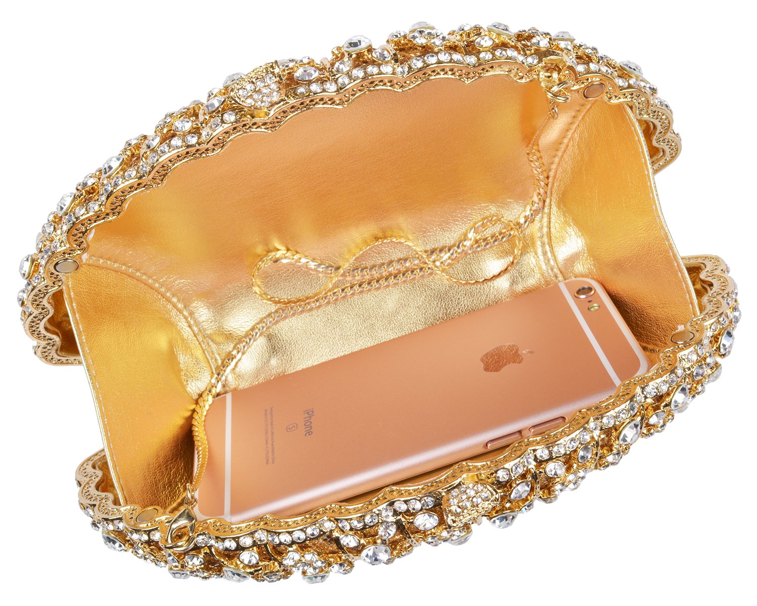 Mossmon Crystal Clutch Women Luxury Rhinestone Evening Bag (Gold)