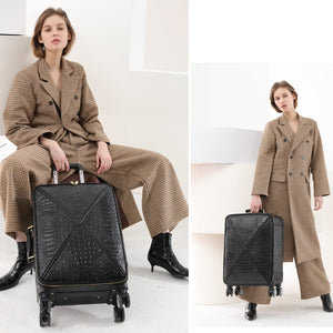 feilario Croco trolly luggage with spinner wheel softside suitcase lightweight checked bag