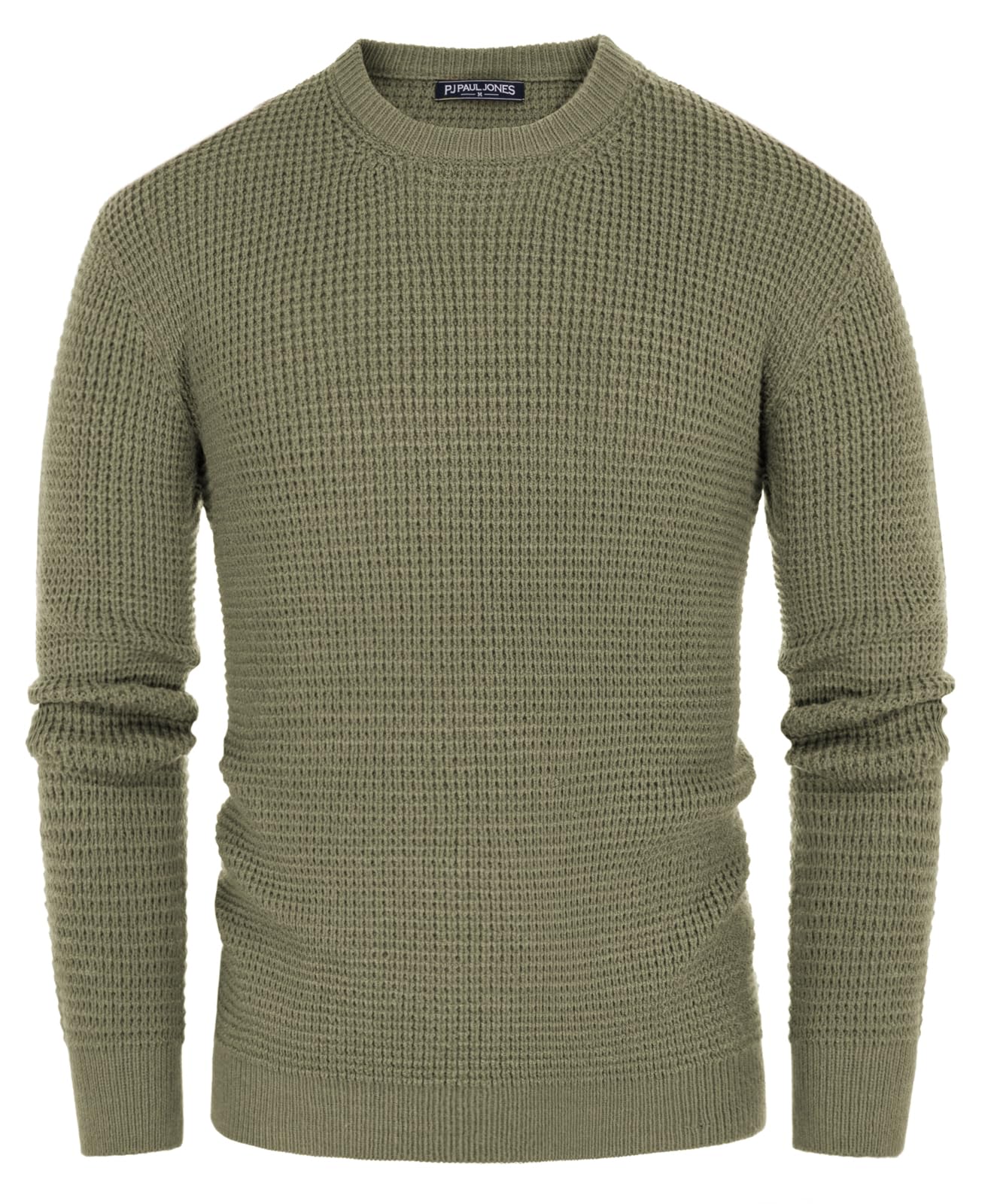 PJ PAUL JONES Sweaters for Men Crewneck Cable Knit Waffle Textured Pullover Sweater Men Green