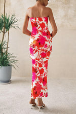 Load image into Gallery viewer, PRETTYGARDEN Women&#39;s 2025 Summer Floral Bodycon Maxi Dresses Ribbed Strapless Tube Casual Boho Party Long Dress (Floral White Pink,Medium)
