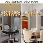 Load image into Gallery viewer, K9 Crystal 48-Light Round Chandelier, 48" Gold Chandeliers for Living Room, Modern Farmhouse Wagon Wheel Chandeliers For Dining Room,Entryway,Foyer,Includes G4 Bulbs Arcachon Brass Chandelier
