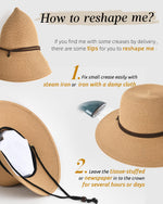 Load image into Gallery viewer, FURTALK Womens Wide Brim Sun Hat with Wind Lanyard UPF Summer Straw Sun Hats for Women Khaki
