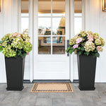 Load image into Gallery viewer, TUYOHW Set of 2 Large Planter for Indoor or Outdoor 24&quot; Tall Flower Pots Tapered Planters with Tray for Porch, Patio, Backyard, Large Planters for Outdoor Indoor Plants (Black)
