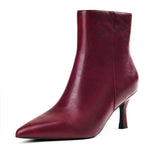 Load image into Gallery viewer, Elisabet Tang Women's Pointed Toe Booties 3 inches Heels Ankle Boots with Side Zipper Dressy Comfy Work Formal Winter Fall Wine Red Size 9
