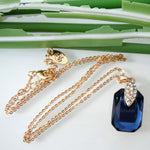 Load image into Gallery viewer, Navachi 18k Gold Plated Crystal Blue Square Zircon Az6024p Pendant Necklace 16"+2"
