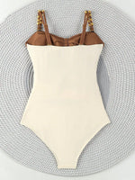 Load image into Gallery viewer, Narecte Gorgeous One Piece Swimsuit Women 2025 Womens Swimsuits Bathing Suit for Women Swimsuits One Piece Womens Bathing Suits Tummy Control Sexy Contrast Color Hollow Out Women&#39;s One-Piece Brown L
