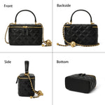Load image into Gallery viewer, DORIS&amp;JACKY Small Quilted Square Box Crossbody Purse For Women Designer Mini Top Handle Pouch Purse With Metal Chain Strap (1-Black)
