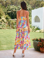 Load image into Gallery viewer, GRACE KARIN 2026 Women's Spaghetti Vacation Sundress Summer Beach Flowy Boho Floral Maxi Dresses with Pockets Orange White Floral M

