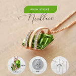 Load image into Gallery viewer, Leafael Wish Stone Pendant Necklace with Peridot Green Birthstone Crystal for August, 18K Rose Gold Plated, 18&quot; + 2&quot; Chain
