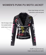 Load image into Gallery viewer, RISISSIDA Studded Leather Jacket Women Moto Motorcycle Faux Leather Coat Black 0480 M
