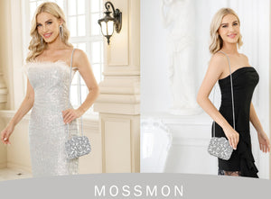 MOSSMON Crystal Evening Clutch Bag Sparkling Bride Wedding Party Purse for Women