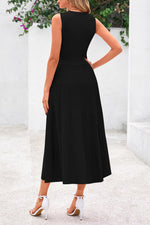 Load image into Gallery viewer, PRETTYGARDEN Spring Casual Dresses for Women 2026 Summer Business Work Midi Sleeveless A Line Pleated Cocktail Dress(Black,Medium)
