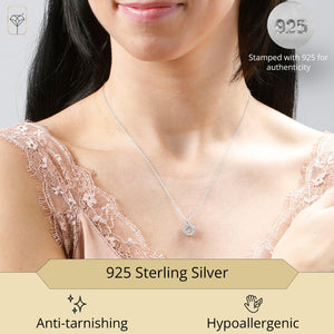 Sterling Silver Dancing Diamond Accent Circle Pendant Necklace