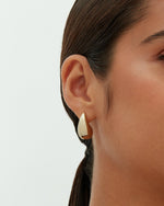 Load image into Gallery viewer, PAVOI 14K Gold Plated 925 Sterling Silver Post Teardrop Chunky Hoop Earrings - Lightweight Drop Yellow for Women - 22mm Designer Dupe Earrings
