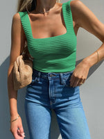 Load image into Gallery viewer, BZB Tank Tops for Women 2025 Square Neck Top Green Tank Top Woman Slim Fit Sleeveless Tops for Women 2025
