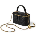 Load image into Gallery viewer, DORIS&amp;JACKY Small Quilted Square Box Crossbody Purse For Women Designer Mini Top Handle Pouch Purse With Metal Chain Strap (1-Black)
