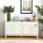 Load image into Gallery viewer, HULALA HOME Mid Century Sideboard Buffet Cabinet with Solid Wood Legs, 60&quot; Kitchen Storage Cabinet Credenza with 4 Doors and 2 Shelves, Accent Console Table, White
