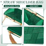 Load image into Gallery viewer, Jadive 3 Pcs Clutch Purses for Women Handbag Evening Purses Bag for Wedding Vintage Banquet Handbag Earrings Necklace Set(Emerald Green)
