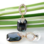 Load image into Gallery viewer, Navachi 18k Gold Plated White Crystal Grey Square Zircon Dangle Az1715e Stud Earrings
