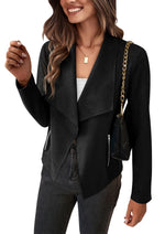 Load image into Gallery viewer, PRETTYGARDEN Women's Faux Suede Jackets 2025 Fashion Fall Clothes Long Sleeve Open Front Cropped Coat Outwear (Black,X-Large)
