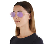 Load image into Gallery viewer, Michael Kors Women's MK5004 Chelsea Aviator Sunglasses, Rose Gold/Purple Mirrored, 59 mm
